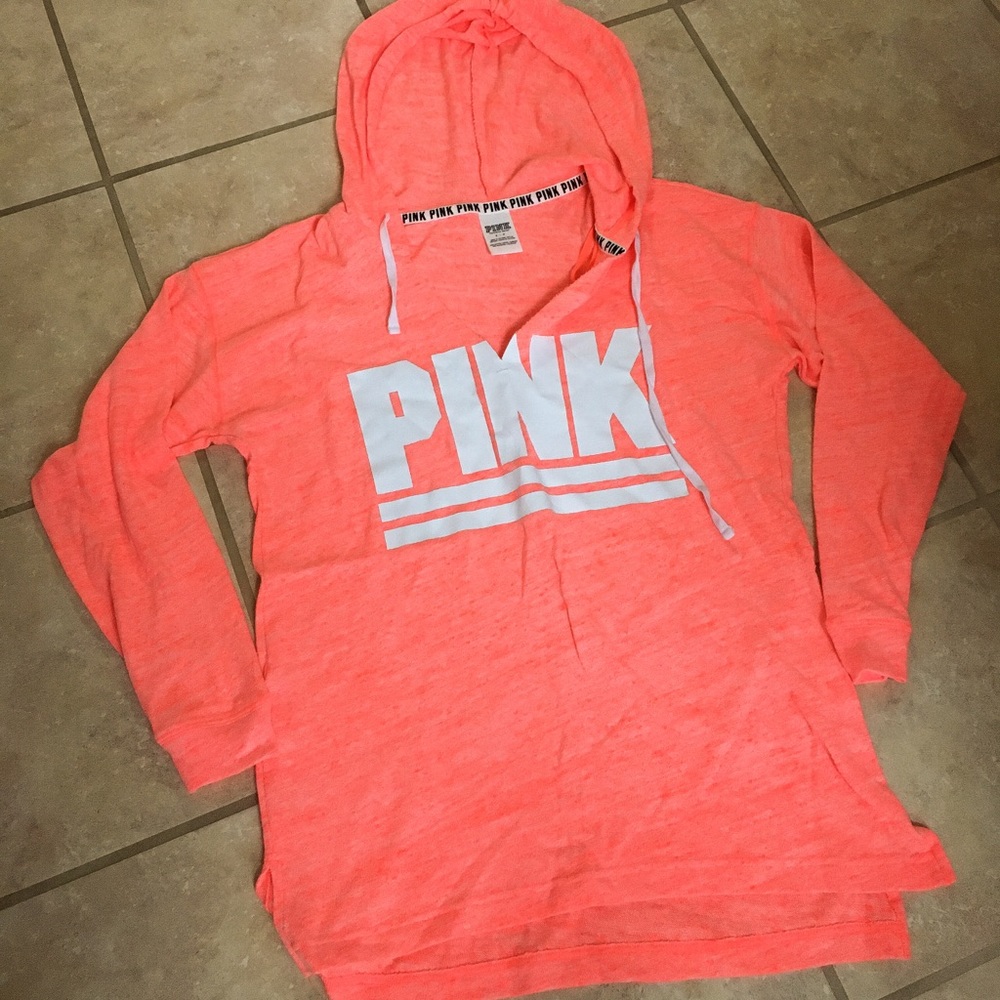PINK Victoria Secret Orange Light Weight Hoodie